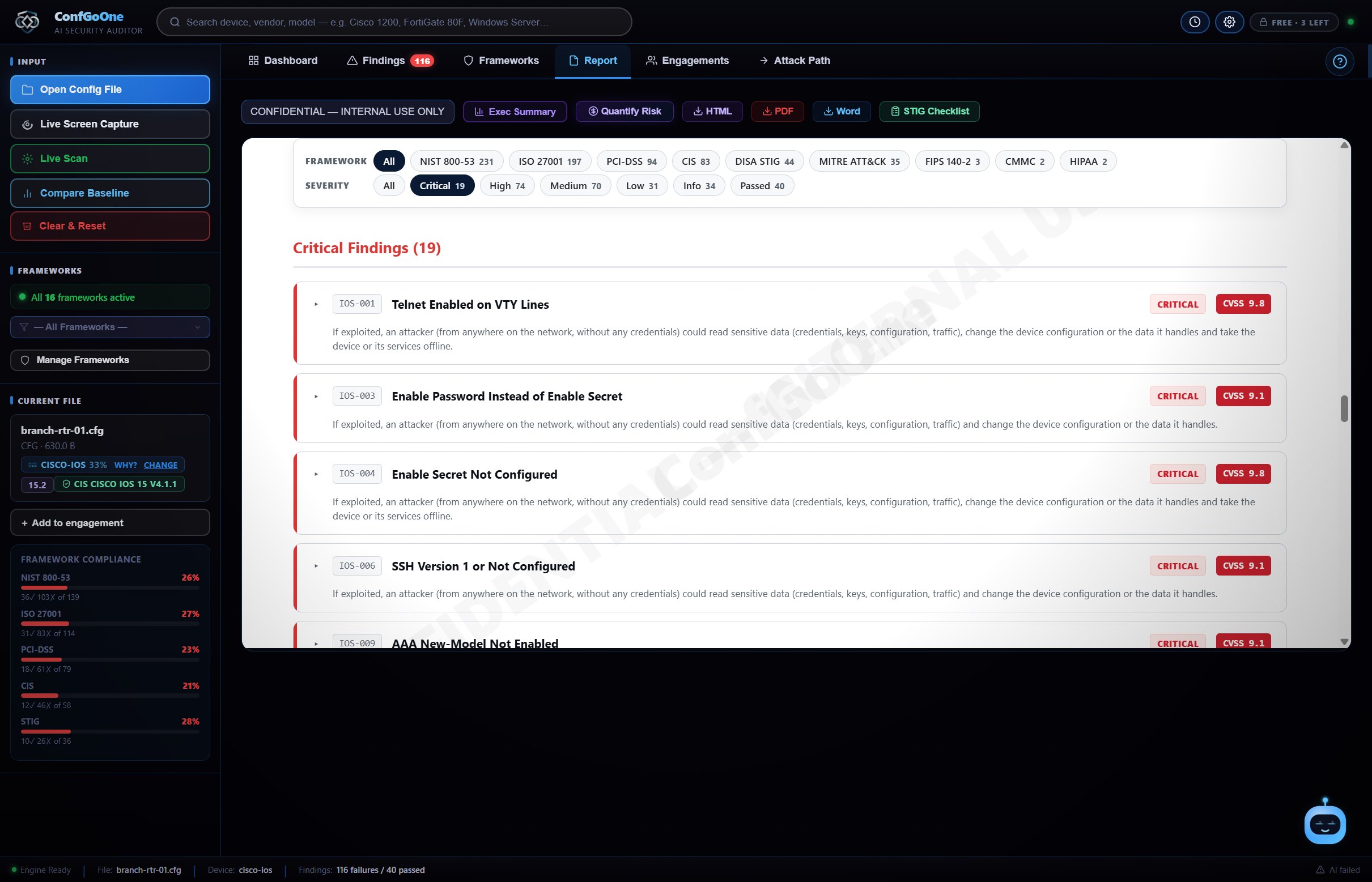 ConfGoOne Report screen
